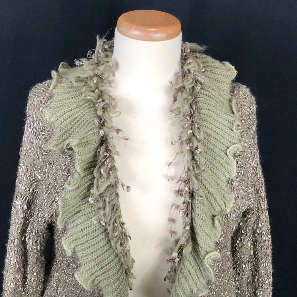 20's Fringe Ruffled Cardigan Green L404